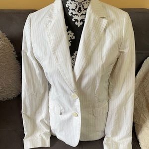 BANANA REPUBLIC White Striped Blazer Jacket Size 6